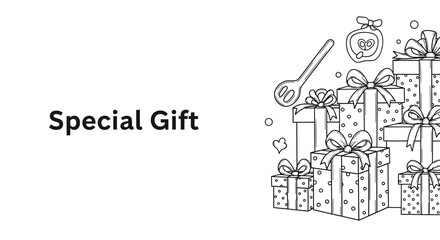 Naklejka premium Hand drawn doodle illustration featuring a stack of gift boxes with bows.