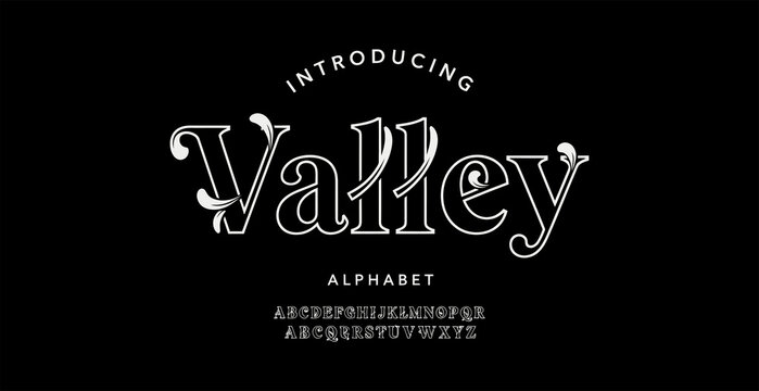 Elegant Valley Script Font Alphabet Display