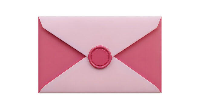 Sealed pink envelope with a wax stamp on a white background