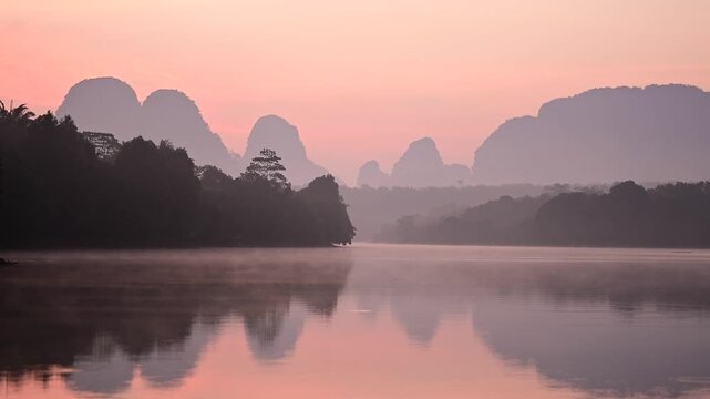 Beautiful Sunrise in the morning Glorious morning light at Baan Nong Thale, Krabi Province,Thailand