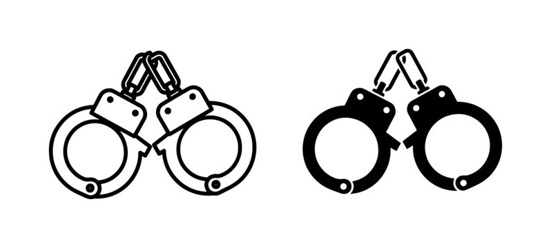 Metal Handcuffs Icon Set for Law Enforcement and Crime Design