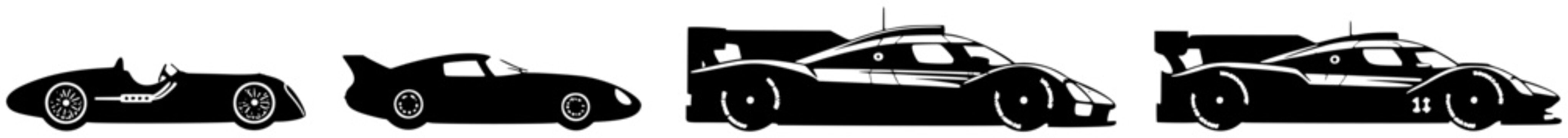 Electric SUV evolution silhouettes isolated