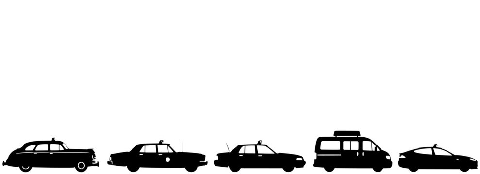 GT sports car evolution silhouettes isolated
