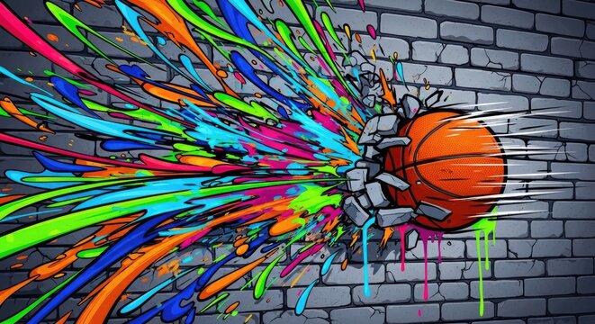 Nba playoffs explosion dynamic basketball art celebrating the intensity of the playoffs de la nba
