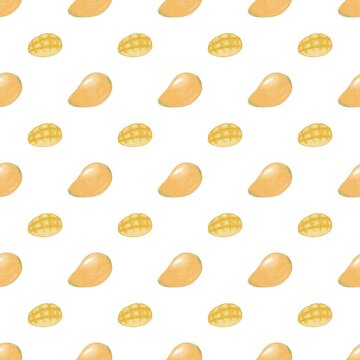 Hand Painted Mango Pattern Summer Tropical Design