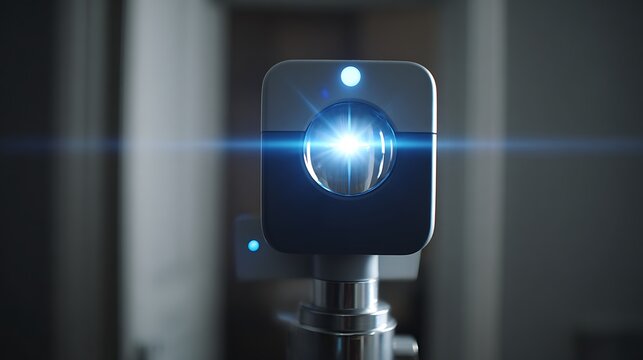 autorefractor scan moment, blue light reflection, modern device