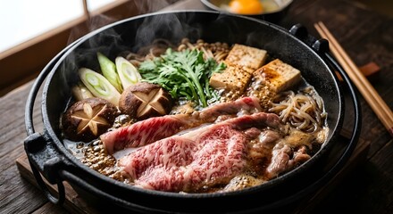 Fototapeta premium Sukiyaki is a Japanese 