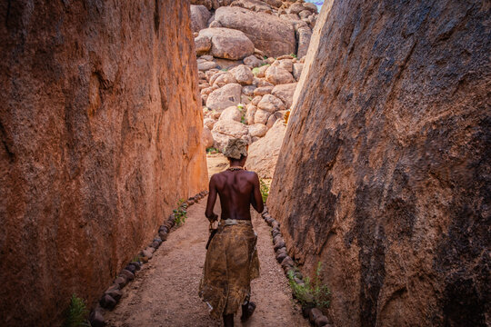 Damara tribeman in Twyfelfontein in Namibia