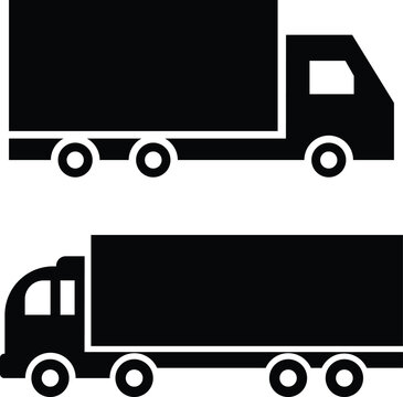 Set of truck silhouette illustrations, collection of transport vehicles for logistics, shipping, and delivery concepts.
