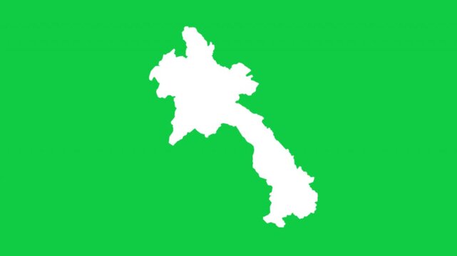 Laos map pop animation with green background