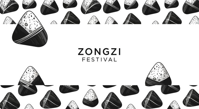 Hand drawn zongzi pattern frame for Dragon Boat Festival.