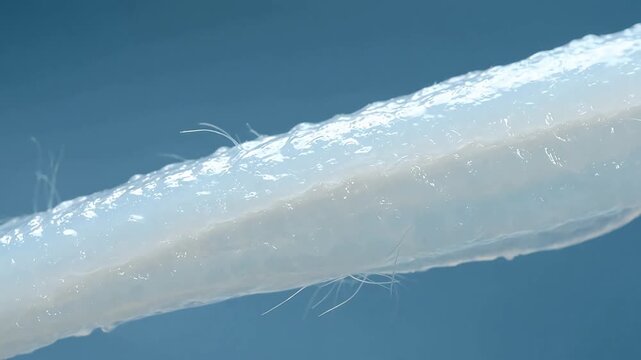 Closeup of a textured white fiber
