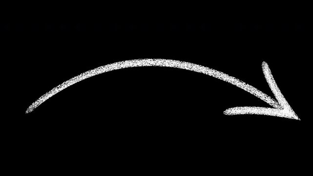 Hand-drawn chalk arrow animation on black background, animated pointer overlay