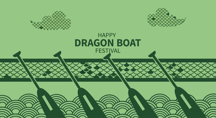 Minimalist Dragon Boat Festival Illustration with Paddles. © Puput_Kinasih