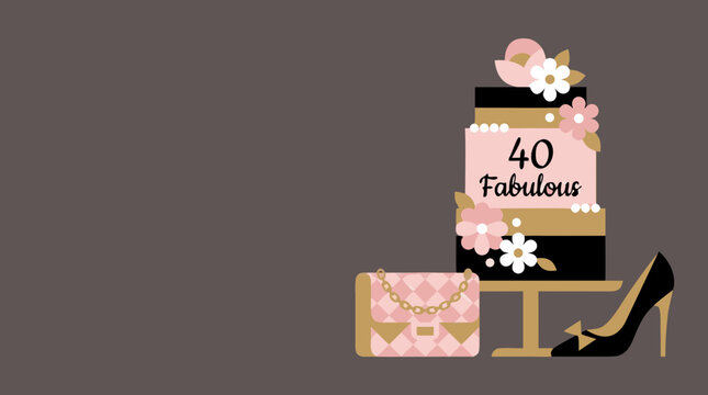 40 Fabulous 40th Birthday Party Celebration Concept Vector