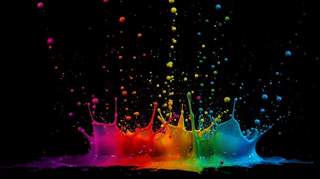 This bright vector illustration features an abstract colorful background with magic ink splashes and glowing light effects to create an artistic holiday design