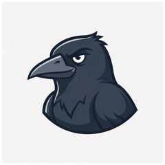 Obraz premium Cartoon Black Bird Head Closeup.