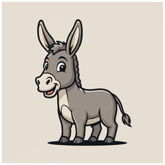 Fototapeta premium Cartoon Donkey Standing Alone Smiling.