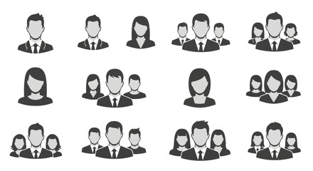 Obraz premium Black and white business people icons.