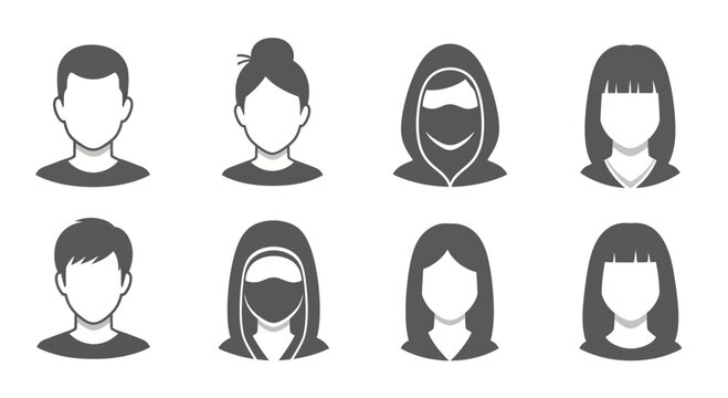 Black and white people head icons.