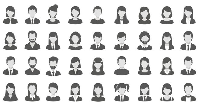 Diverse group of business people icons.