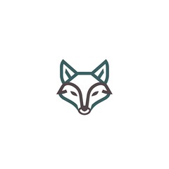 Fototapeta premium Minimalist line art illustration of a fox head logo on a white background
