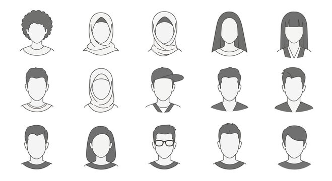 Diverse group of people icons faces.