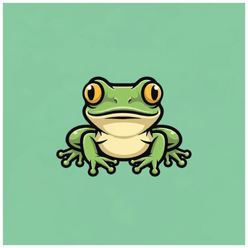 Green Frog Cartoon Character Illustration.