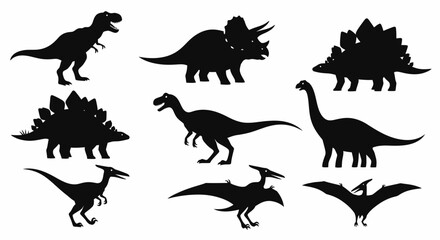 Dinosaur silhouettes a prehistoric collection of various extinct reptilian species © Shuvo