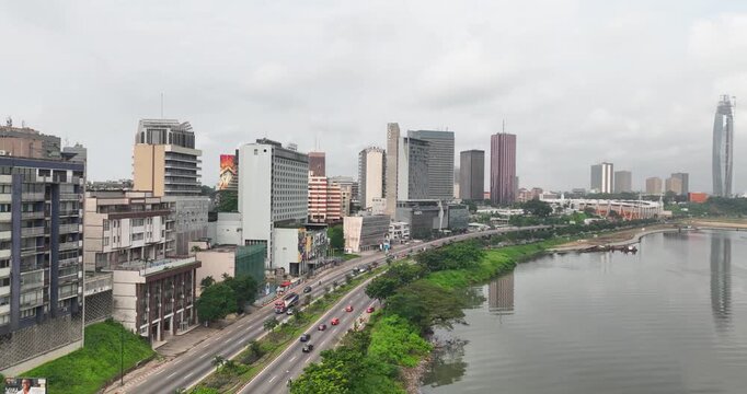  Abidjan Downtown Plateau Skyscrapers, Streets & People