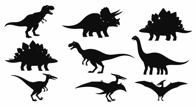 Dinosaur silhouettes a prehistoric collection of various extinct reptilian species