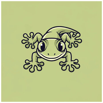 Smiling Cartoon Frog Closeup Face.