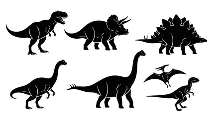 A collection of prehistoric dinosaurs in silhouette a paleontological illustration © Shuvo