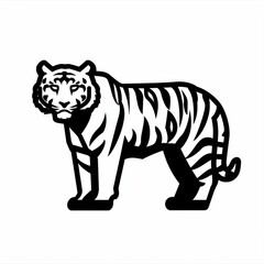 Fototapeta premium Striking Tiger Illustration in Bold Black and White Design for Creative Projects