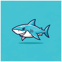 Fototapeta premium Smiling Cartoon Shark Character Design.
