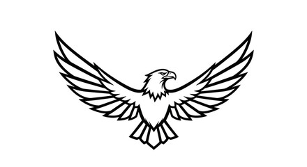 Fototapeta premium Soaring eagle graphic illustration in black and white against white background