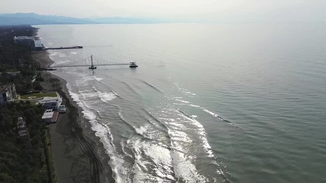 The video shows the beautiful Black Sea coast in Shekvetili, Guria, Georgia.