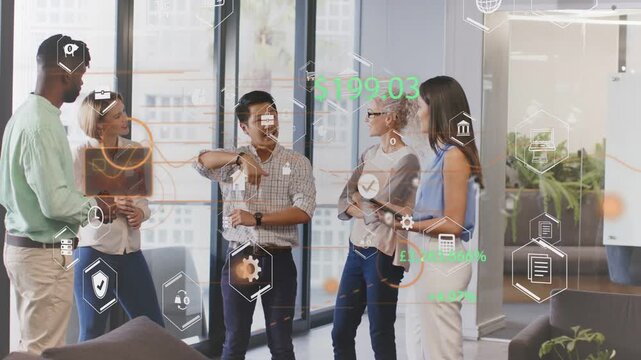 Male speaker pointing at wrist, leading business meeting as team noting, AR hex $199