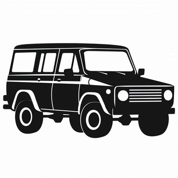 Classic Off-Road Vehicle Silhouette with Iconic Design and Bold Lines