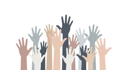 Fototapeta premium Diverse hands raised in solidarity together.