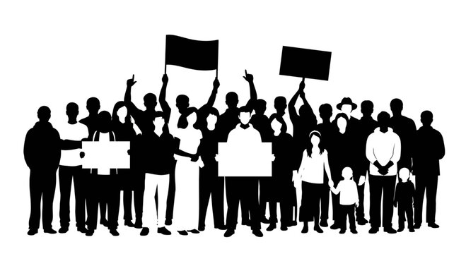 Group of people holding signs protesting.