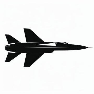 Silhouette of a Fighter Jet in Flight with Streamlined Design Features