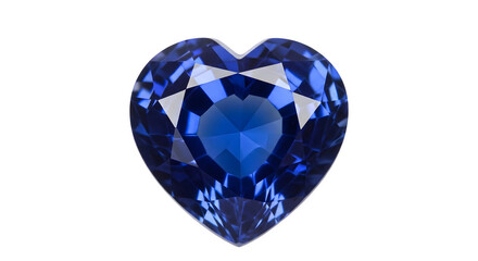 Fototapeta premium A large blue heart-shaped sapphire gemstone on transparent background