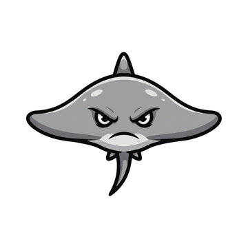 Cartoon angry stingray face closeup.