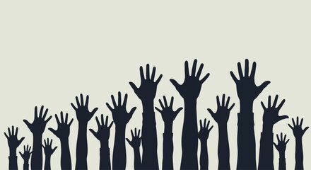 Many hands raised up together high. © Suhadi_Martodimejo