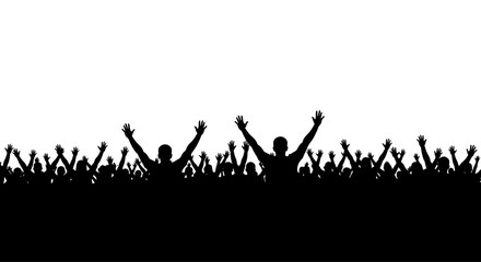 Naklejka premium People cheering with raised hands.