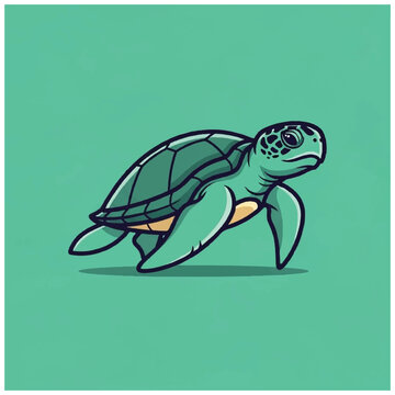 Cartoon sea turtle side view.
