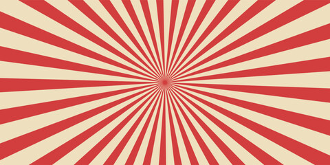 Retro circus background. Spiral rays and texture. Vintage red and white sunburst pattern for carnival. summer fair. © rian