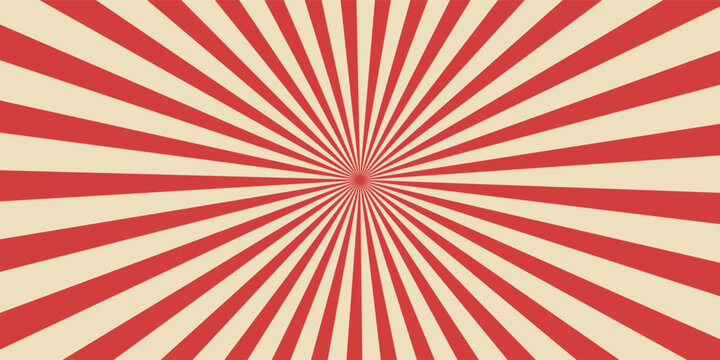 Retro circus background. Spiral rays and texture. Vintage red and white sunburst pattern for carnival. summer fair.