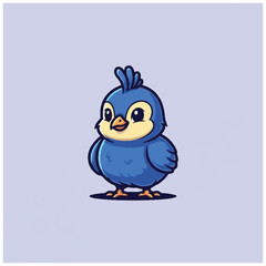 Obraz premium Cute Cartoon Blue Bird Character.